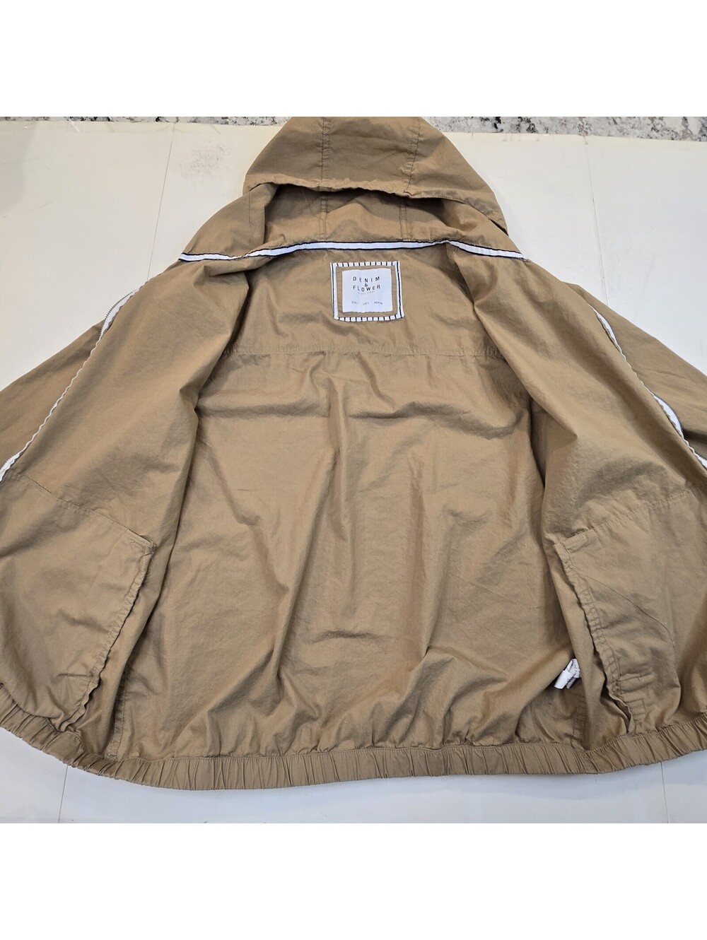 Denim & Flower Jacket Men’s L Lightweight Unlined Hooded Full Zip Ricky Singh - Picture 6 of 9